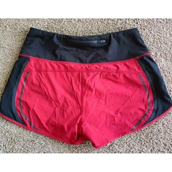 Athleta High Rise Acceleration Shorts Size Small Red Black Running Shorts Active - Picture 2 of 7